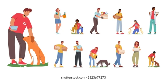 Volunteer team helping with animal rescue support